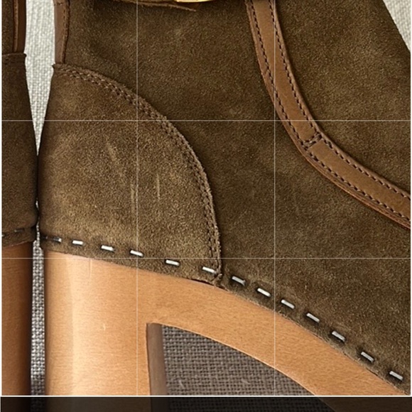 Anthropologie Swedish Hasbeens NWT Tan Suede Sophisticated Jodhpur Booties Clog - Picture 12 of 13